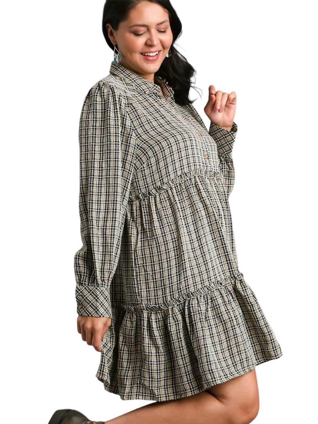 Curvy Sunday Drives Plaid Dress