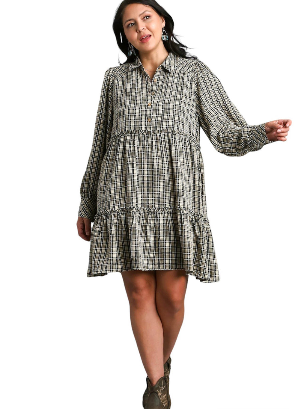 Curvy Sunday Drives Plaid Dress