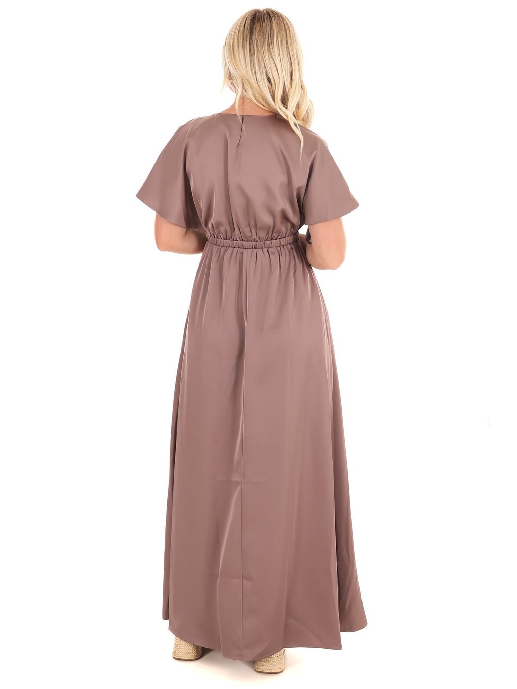 Autumn Horizon Satin Maxi Dress